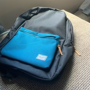NWT Herschel Black/turquoise Backpack w/LaptopSlip
